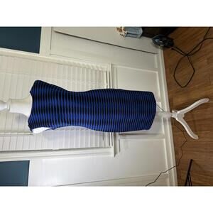 Calvin Klein Blue and Black Sleeveless Sheath Dress Size 2